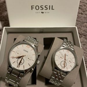 His and Her Fenmore Midsize Multifunction Stainless Steel Watch Gift Set